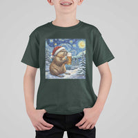 Otter Beer Christmas T Shirt For Kid Starry Night Van Gogh - Wonder Print Shop