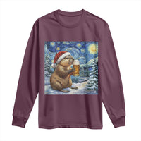 Otter Beer Christmas Long Sleeve Shirt Starry Night Van Gogh - Wonder Print Shop