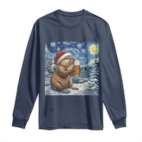 Otter Beer Christmas Long Sleeve Shirt Starry Night Van Gogh - Wonder Print Shop