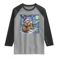 Otter Beer Christmas Raglan Shirt Starry Night Van Gogh - Wonder Print Shop