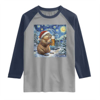 Otter Beer Christmas Raglan Shirt Starry Night Van Gogh - Wonder Print Shop