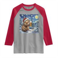 Otter Beer Christmas Raglan Shirt Starry Night Van Gogh - Wonder Print Shop