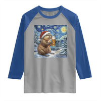 Otter Beer Christmas Raglan Shirt Starry Night Van Gogh - Wonder Print Shop