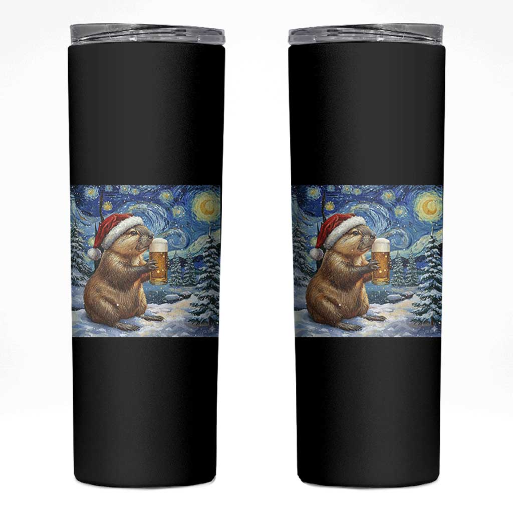 Otter Beer Christmas Skinny Tumbler Starry Night Van Gogh - Wonder Print Shop