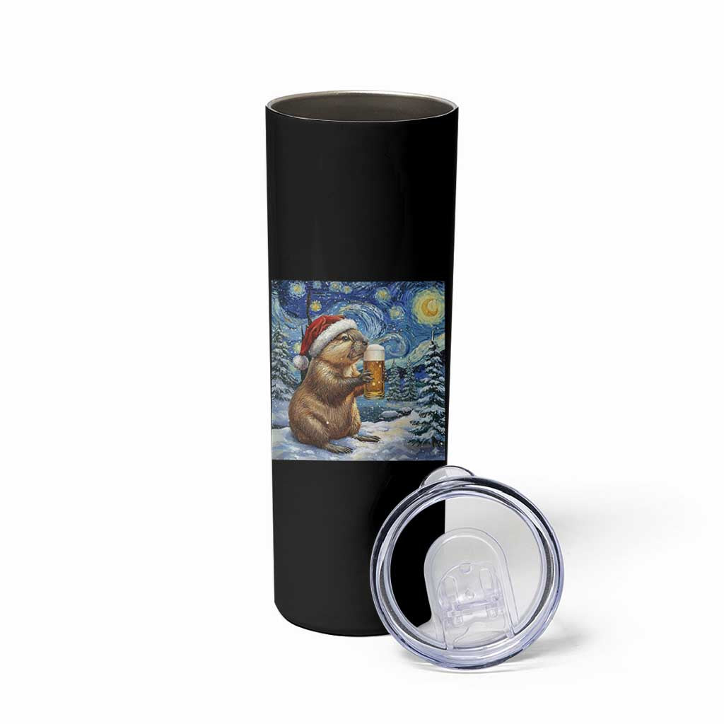 Otter Beer Christmas Skinny Tumbler Starry Night Van Gogh - Wonder Print Shop
