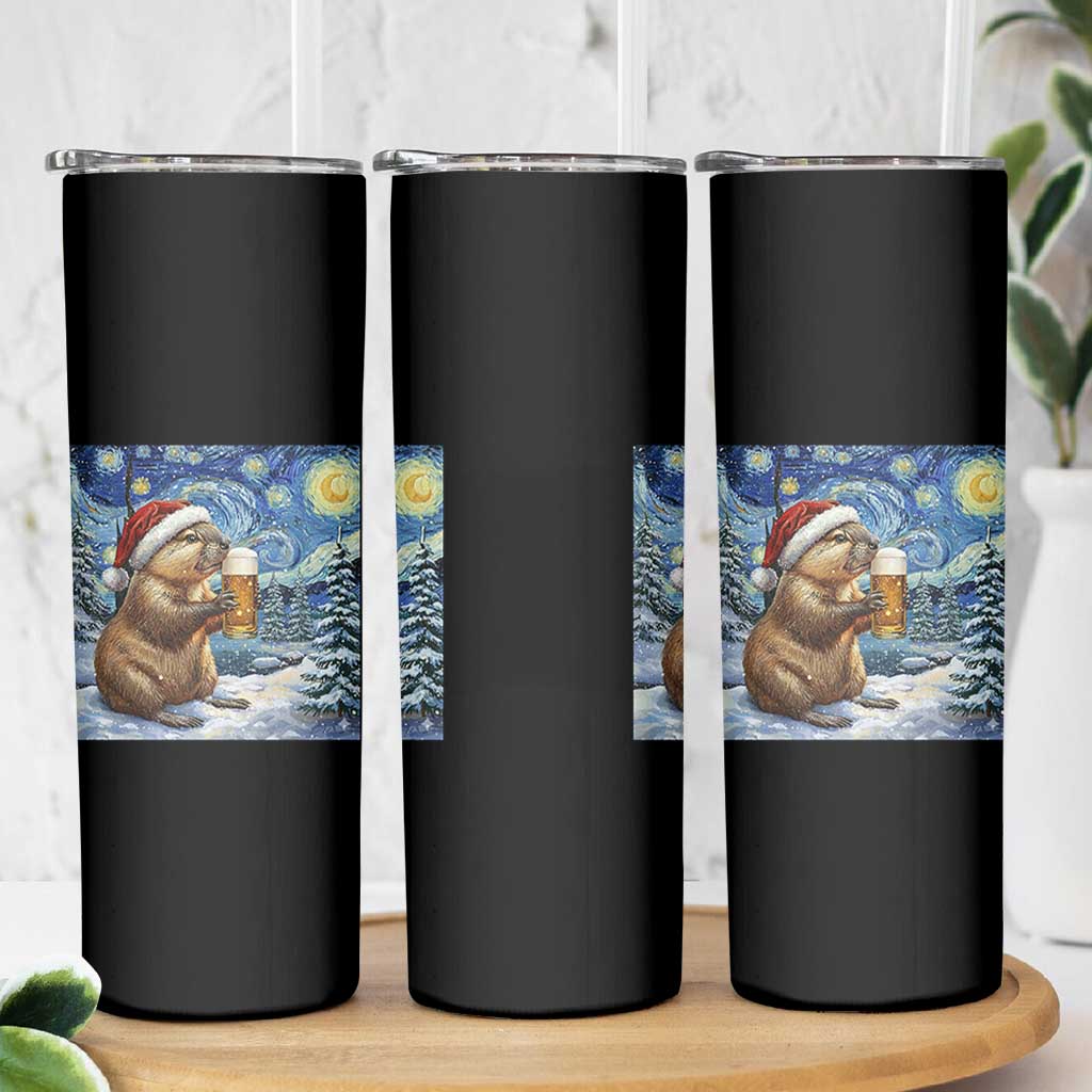 Otter Beer Christmas Skinny Tumbler Starry Night Van Gogh - Wonder Print Shop