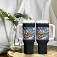 Otter Beer Christmas Tumbler With Handle Starry Night Van Gogh - Wonder Print Shop