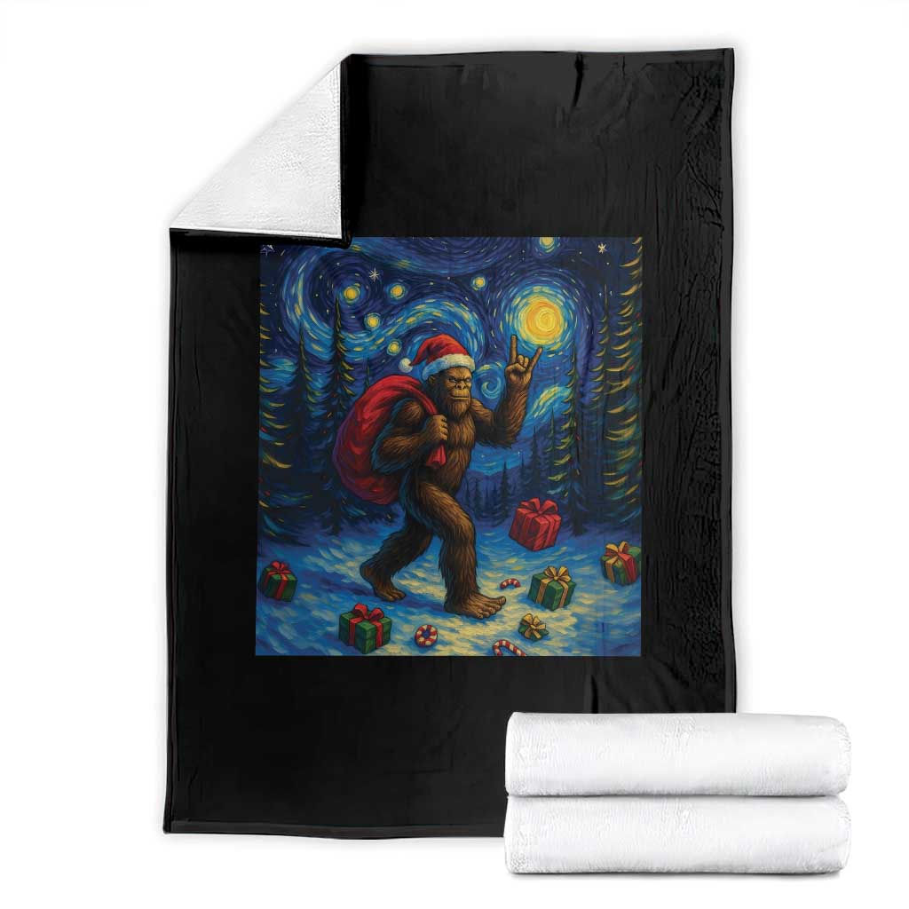 Bigfoot Christmas Throw Blanket Starry Night Van Gogh - Wonder Print Shop
