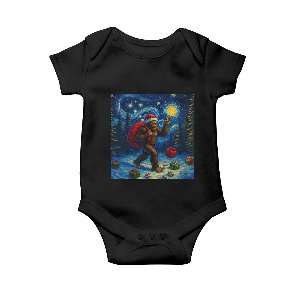 Bigfoot Christmas Baby Onesie Starry Night Van Gogh - Wonder Print Shop