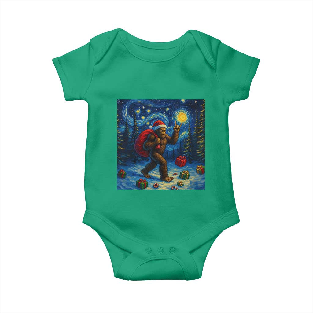 Bigfoot Christmas Baby Onesie Starry Night Van Gogh - Wonder Print Shop