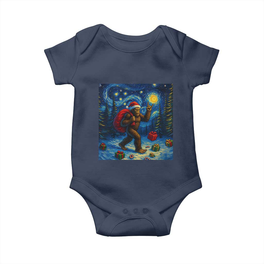 Bigfoot Christmas Baby Onesie Starry Night Van Gogh - Wonder Print Shop