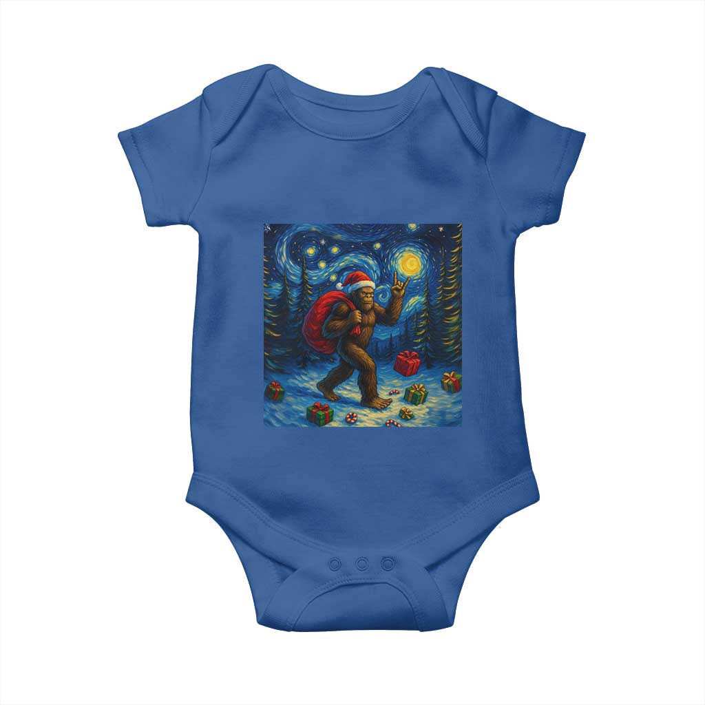 Bigfoot Christmas Baby Onesie Starry Night Van Gogh - Wonder Print Shop