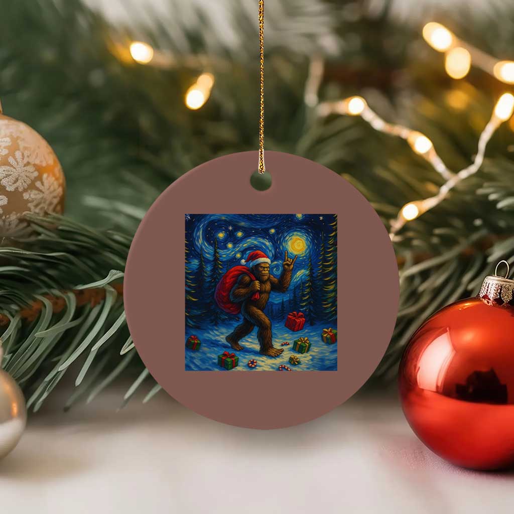 Bigfoot Xmas Ceramic Ornament Starry Night Van Gogh - Wonder Print Shop