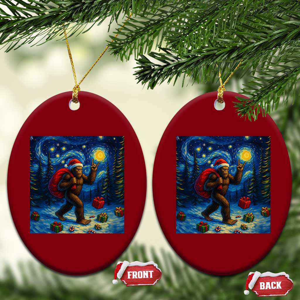 Bigfoot Xmas Ceramic Ornament Starry Night Van Gogh - Wonder Print Shop