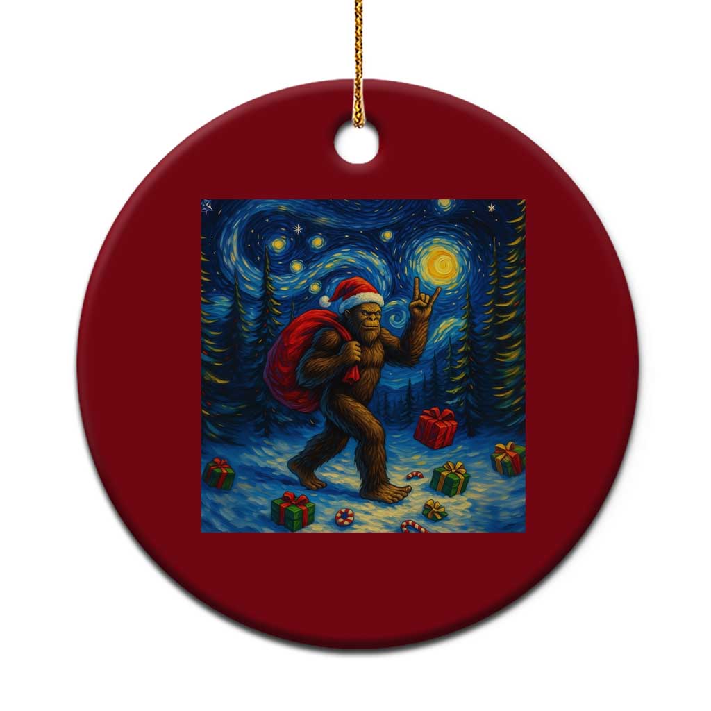 Bigfoot Xmas Ceramic Ornament Starry Night Van Gogh - Wonder Print Shop