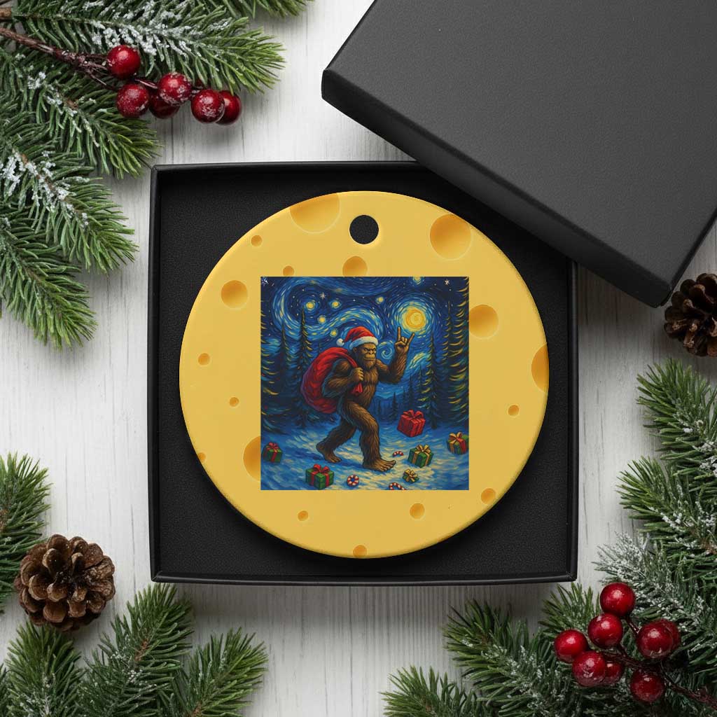 Bigfoot Xmas Ceramic Ornament Starry Night Van Gogh - Wonder Print Shop