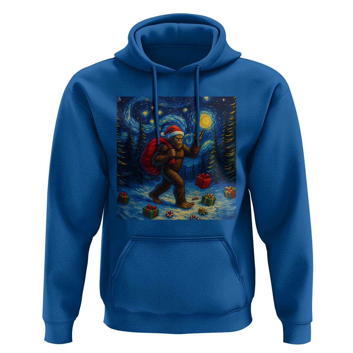 Bigfoot Christmas Hoodie Starry Night Van Gogh - Wonder Print Shop