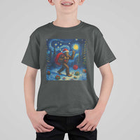 Bigfoot Christmas T Shirt For Kid Starry Night Van Gogh - Wonder Print Shop