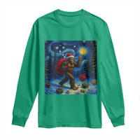 Bigfoot Christmas Long Sleeve Shirt Starry Night Van Gogh - Wonder Print Shop