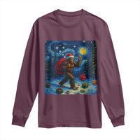 Bigfoot Christmas Long Sleeve Shirt Starry Night Van Gogh - Wonder Print Shop