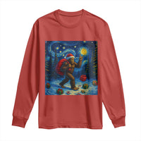 Bigfoot Christmas Long Sleeve Shirt Starry Night Van Gogh - Wonder Print Shop