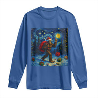 Bigfoot Christmas Long Sleeve Shirt Starry Night Van Gogh - Wonder Print Shop