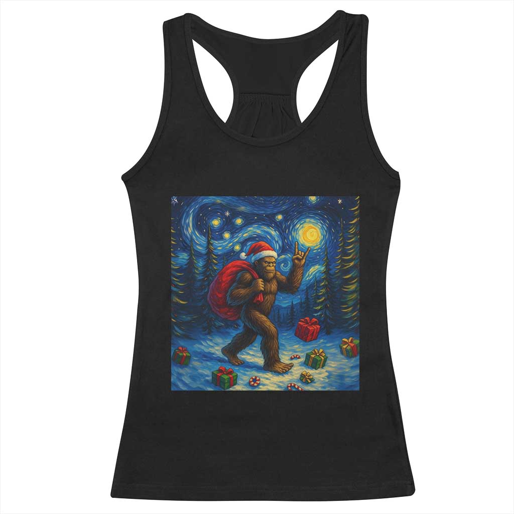 Bigfoot Christmas Racerback Tank Top Starry Night Van Gogh - Wonder Print Shop