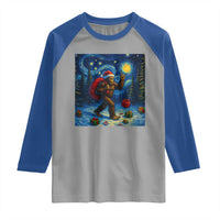 Bigfoot Christmas Raglan Shirt Starry Night Van Gogh - Wonder Print Shop