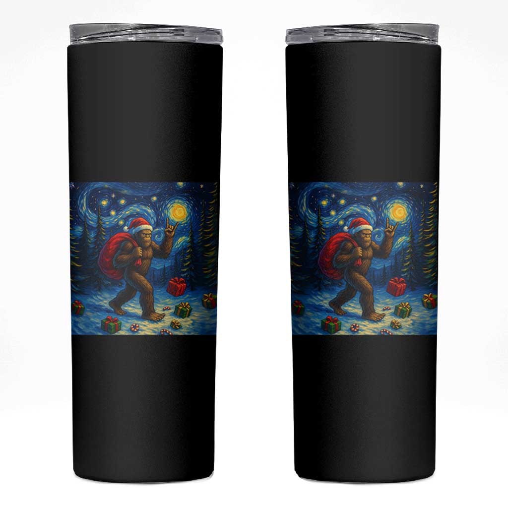 Bigfoot Christmas Skinny Tumbler Starry Night Van Gogh - Wonder Print Shop