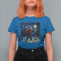 Bigfoot Christmas T Shirt For Women Starry Night Van Gogh - Wonder Print Shop