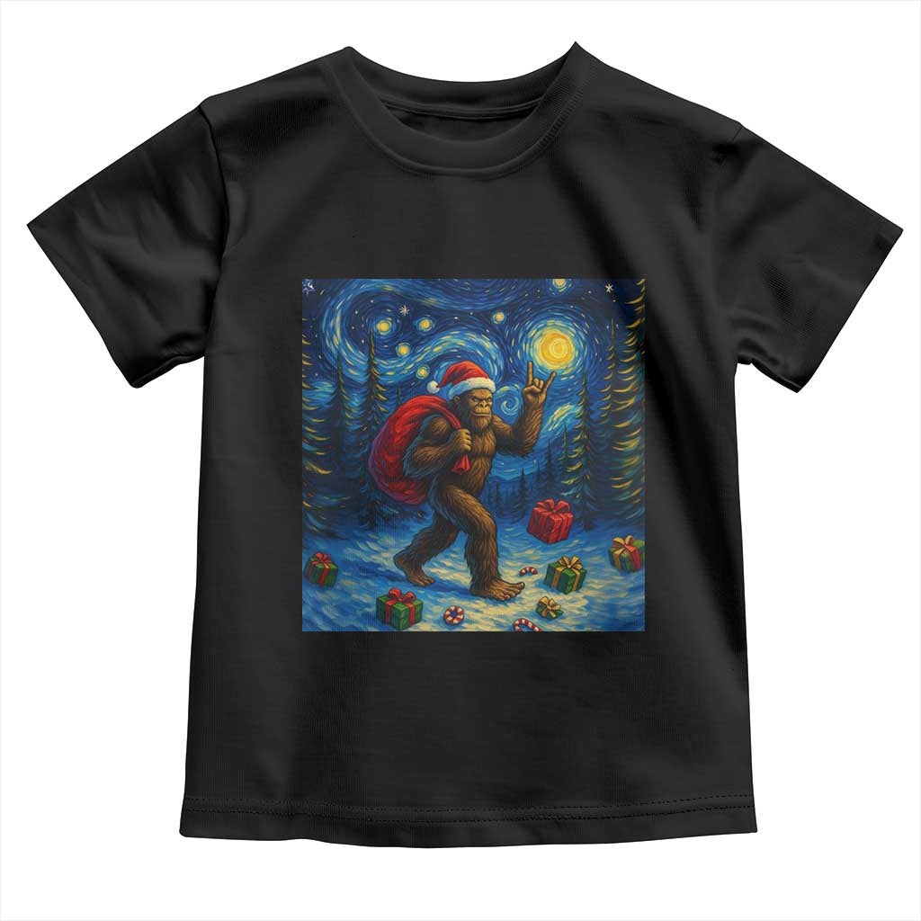 Bigfoot Christmas Toddler T Shirt Starry Night Van Gogh - Wonder Print Shop