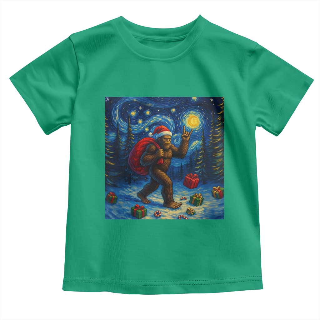 Bigfoot Christmas Toddler T Shirt Starry Night Van Gogh - Wonder Print Shop