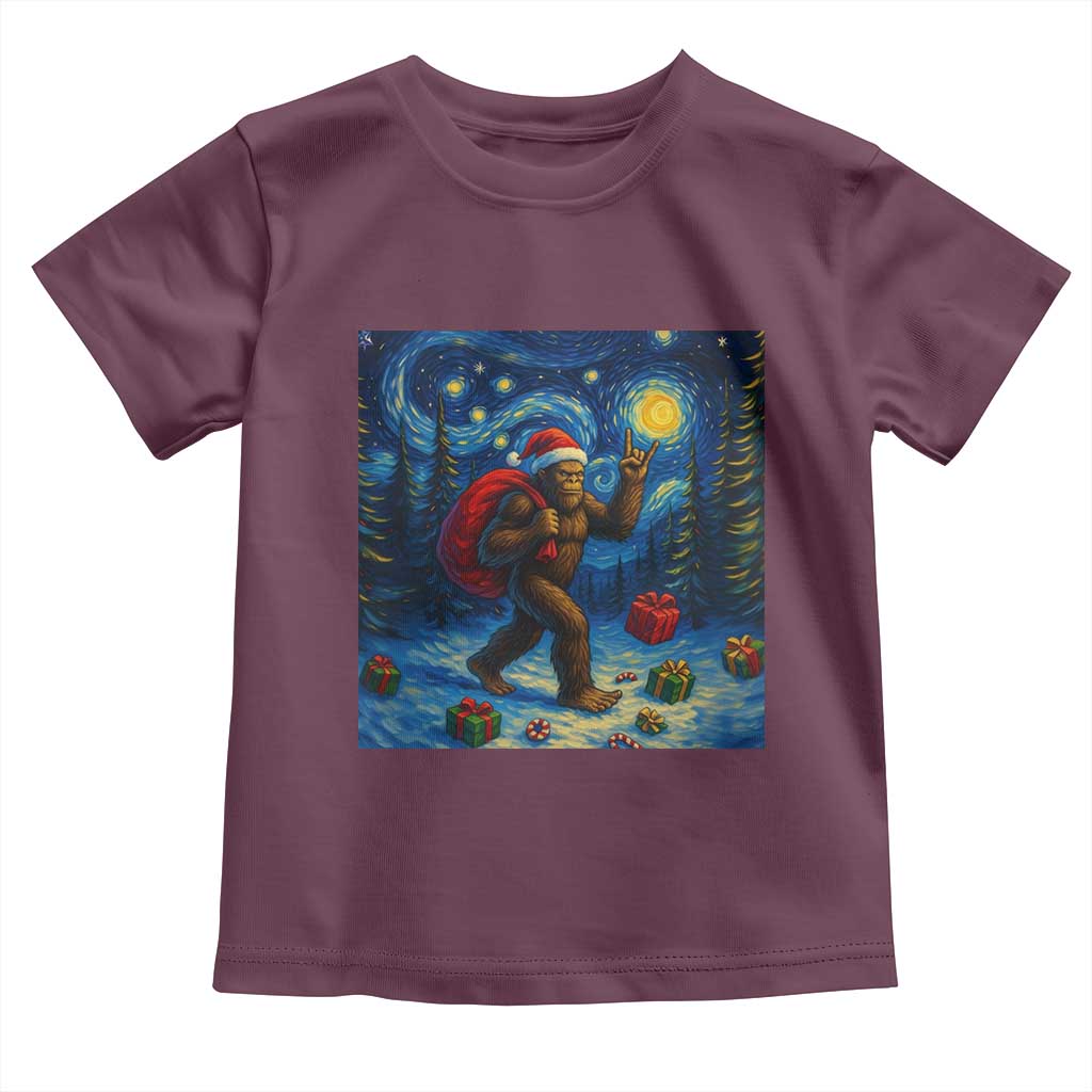 Bigfoot Christmas Toddler T Shirt Starry Night Van Gogh - Wonder Print Shop