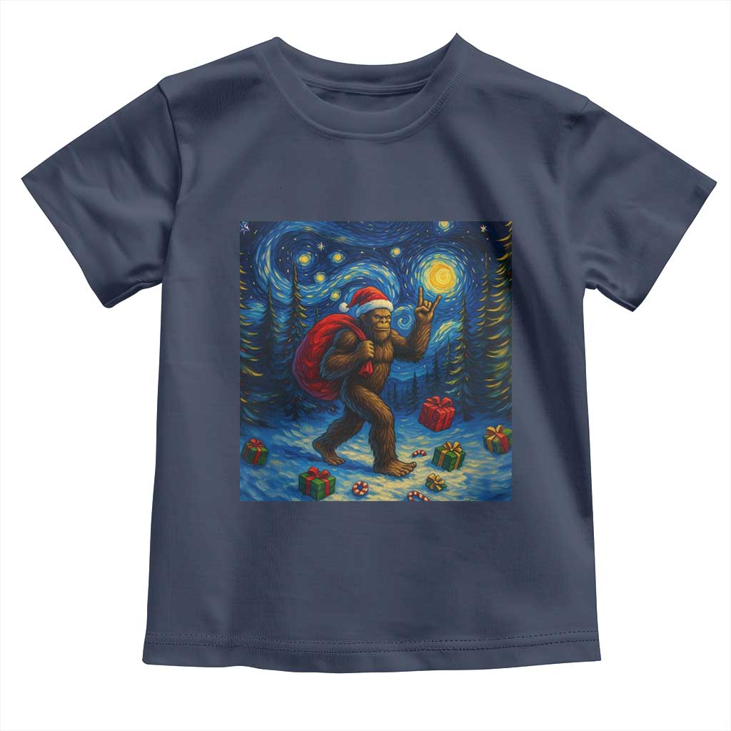 Bigfoot Christmas Toddler T Shirt Starry Night Van Gogh - Wonder Print Shop
