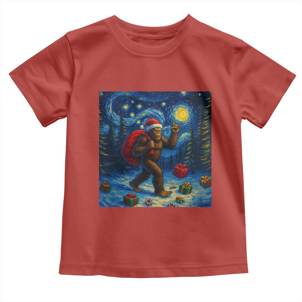 Bigfoot Christmas Toddler T Shirt Starry Night Van Gogh - Wonder Print Shop
