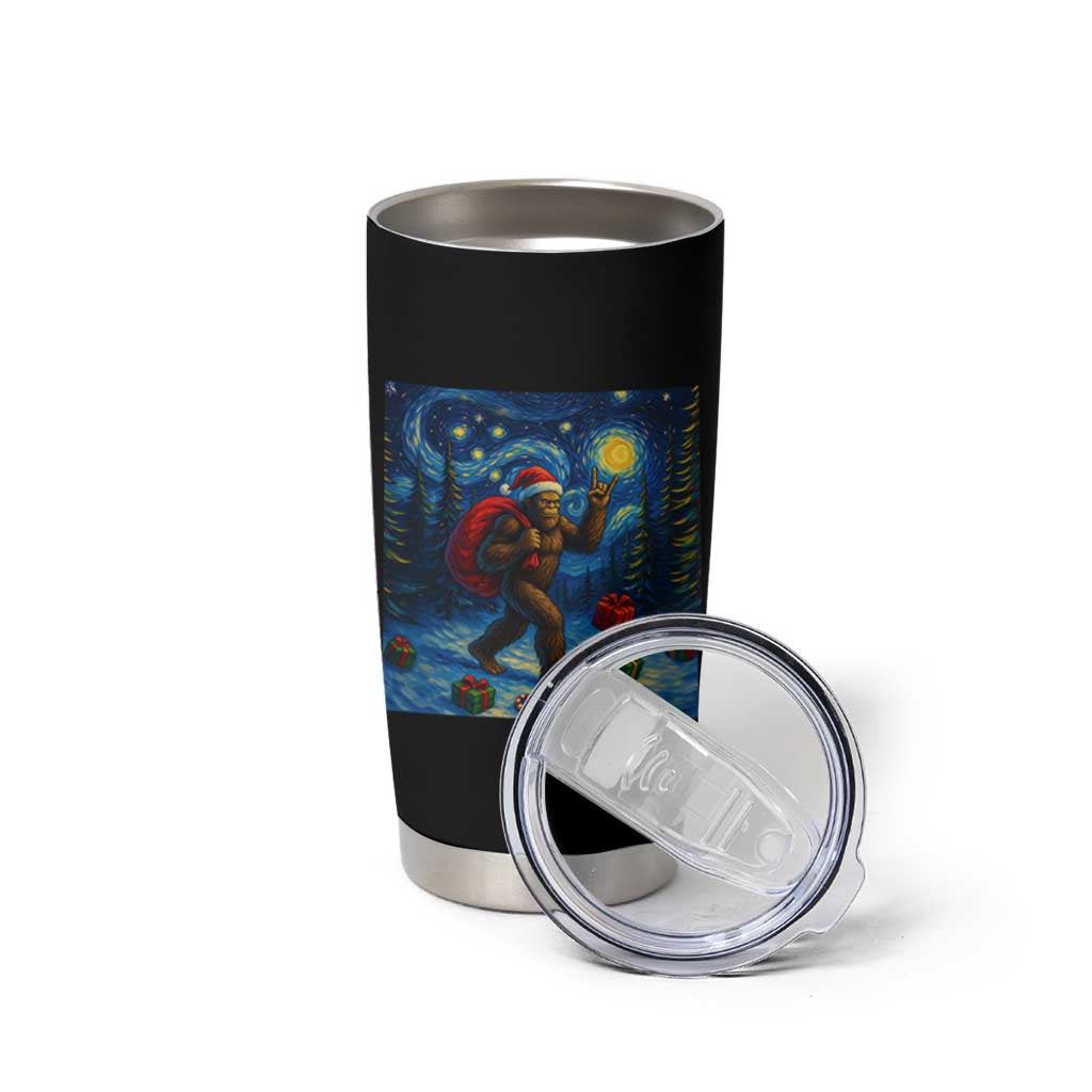 Bigfoot Christmas Tumbler Cup Starry Night Van Gogh - Wonder Print Shop