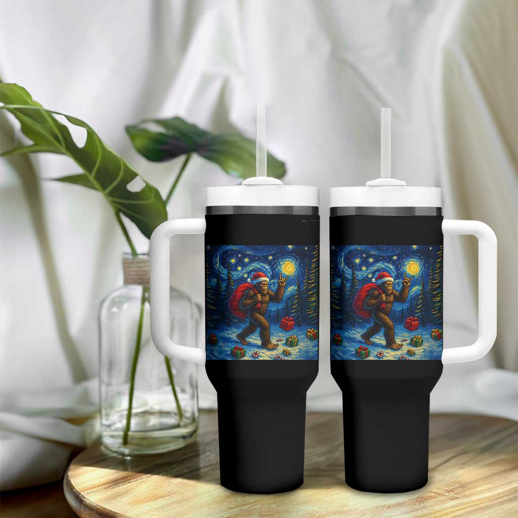 Bigfoot Christmas Tumbler With Handle Starry Night Van Gogh - Wonder Print Shop
