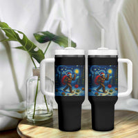 Bigfoot Christmas Tumbler With Handle Starry Night Van Gogh - Wonder Print Shop