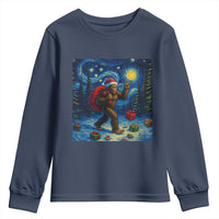 Bigfoot Christmas Youth Sweatshirt Starry Night Van Gogh - Wonder Print Shop