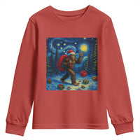 Bigfoot Christmas Youth Sweatshirt Starry Night Van Gogh - Wonder Print Shop