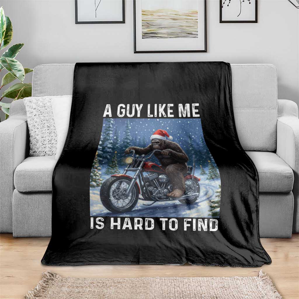 Funny Bigfoot Motorcycle Christmas Throw Blanket A Guy Like Me Is Hard To Forest Find - Wonder Print Shop