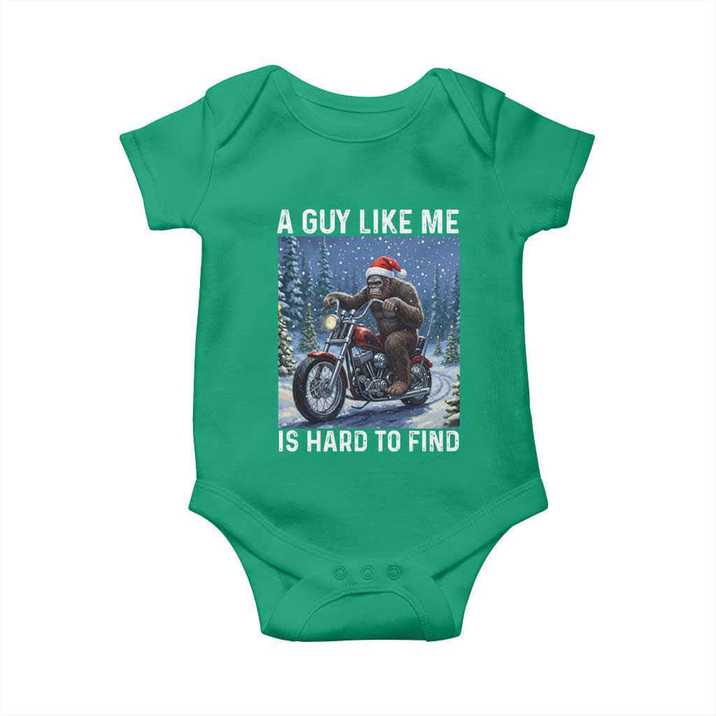Funny Bigfoot Motorcycle Christmas Baby Onesie A Guy Like Me Is Hard To Forest Find - Wonder Print Shop
