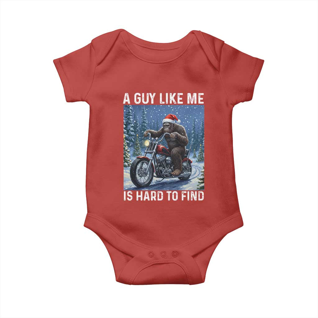 Funny Bigfoot Motorcycle Christmas Baby Onesie A Guy Like Me Is Hard To Forest Find - Wonder Print Shop