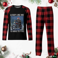 Funny Bigfoot Motorcycle Christmas Plaid Pajama Set A Guy Like Me Is Hard To Forest Find - Wonder Print Shop