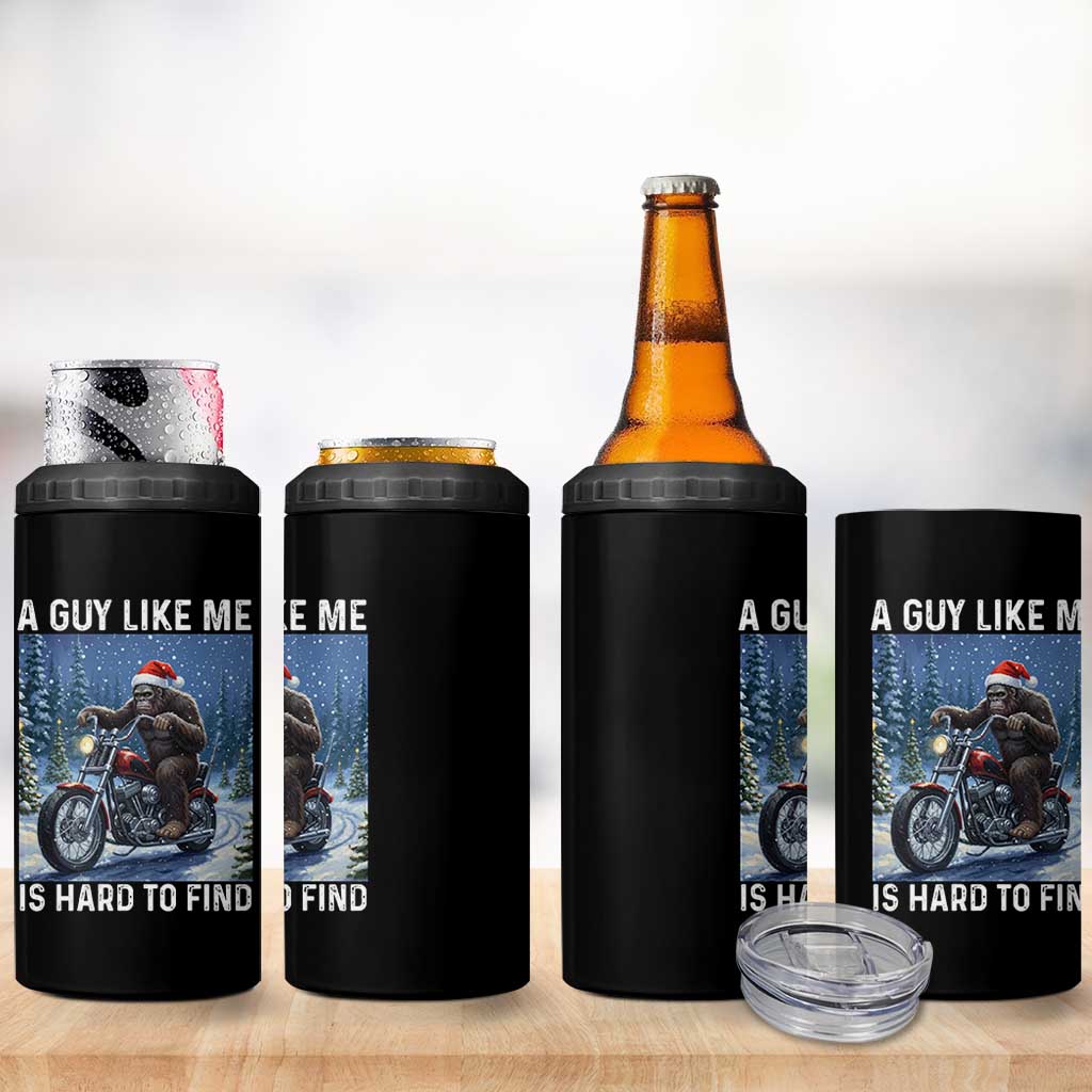 Funny Bigfoot Motorcycle Christmas 4 in 1 Can Cooler Tumbler A Guy Like Me Is Hard To Forest Find - Wonder Print Shop