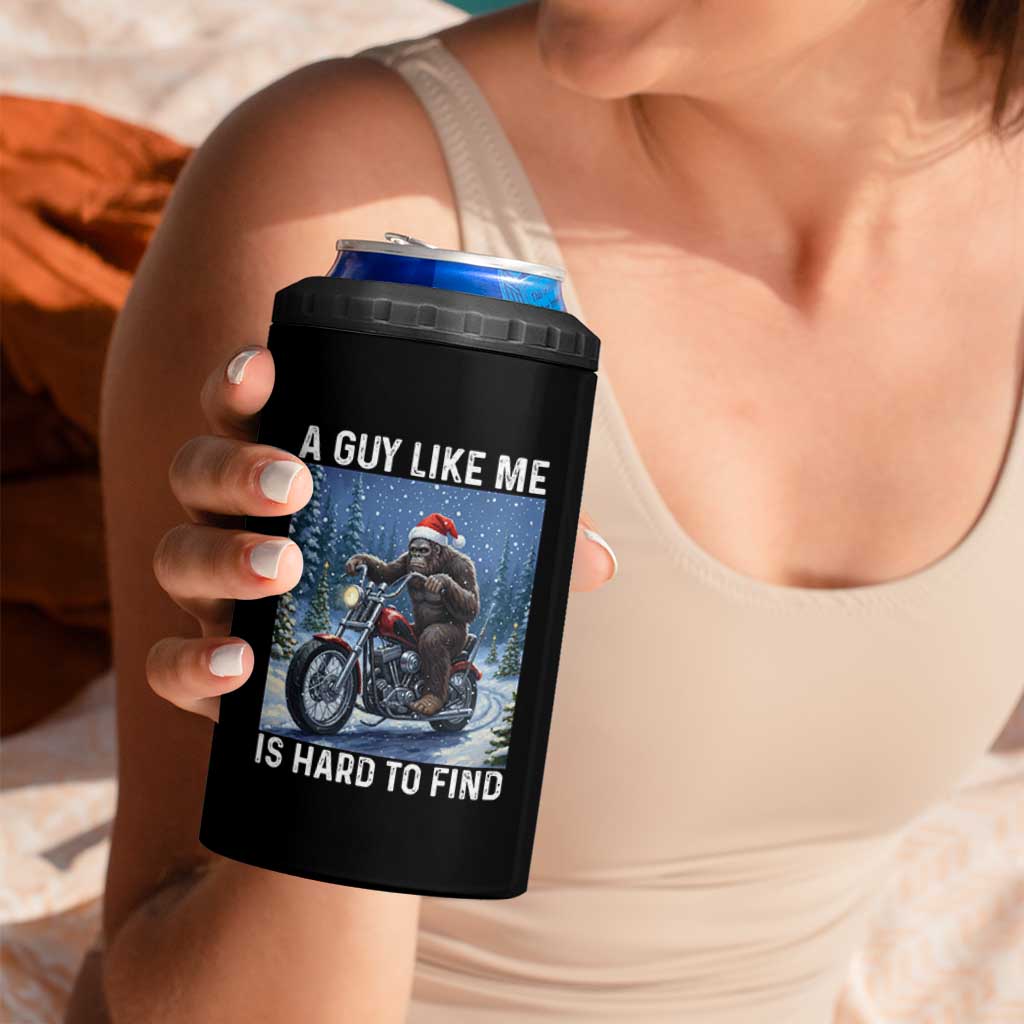 Funny Bigfoot Motorcycle Christmas 4 in 1 Can Cooler Tumbler A Guy Like Me Is Hard To Forest Find - Wonder Print Shop