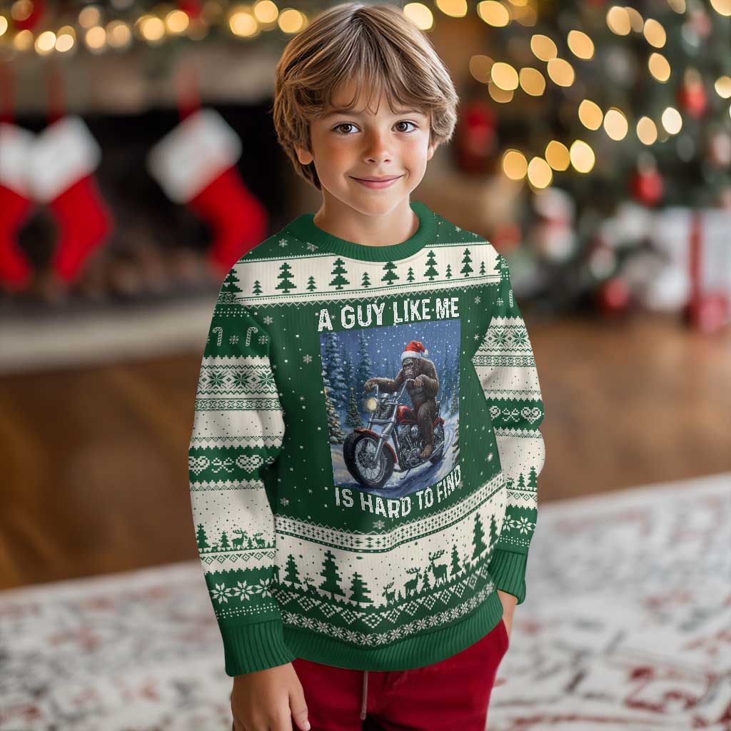 Funny Bigfoot Motorcycle Xmas Ugly Christmas Sweater A Guy Like Me Is Hard To Forest Find - Wonder Print Shop