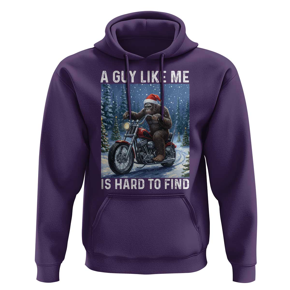 Funny Bigfoot Motorcycle Christmas Hoodie A Guy Like Me Is Hard To Forest Find - Wonder Print Shop