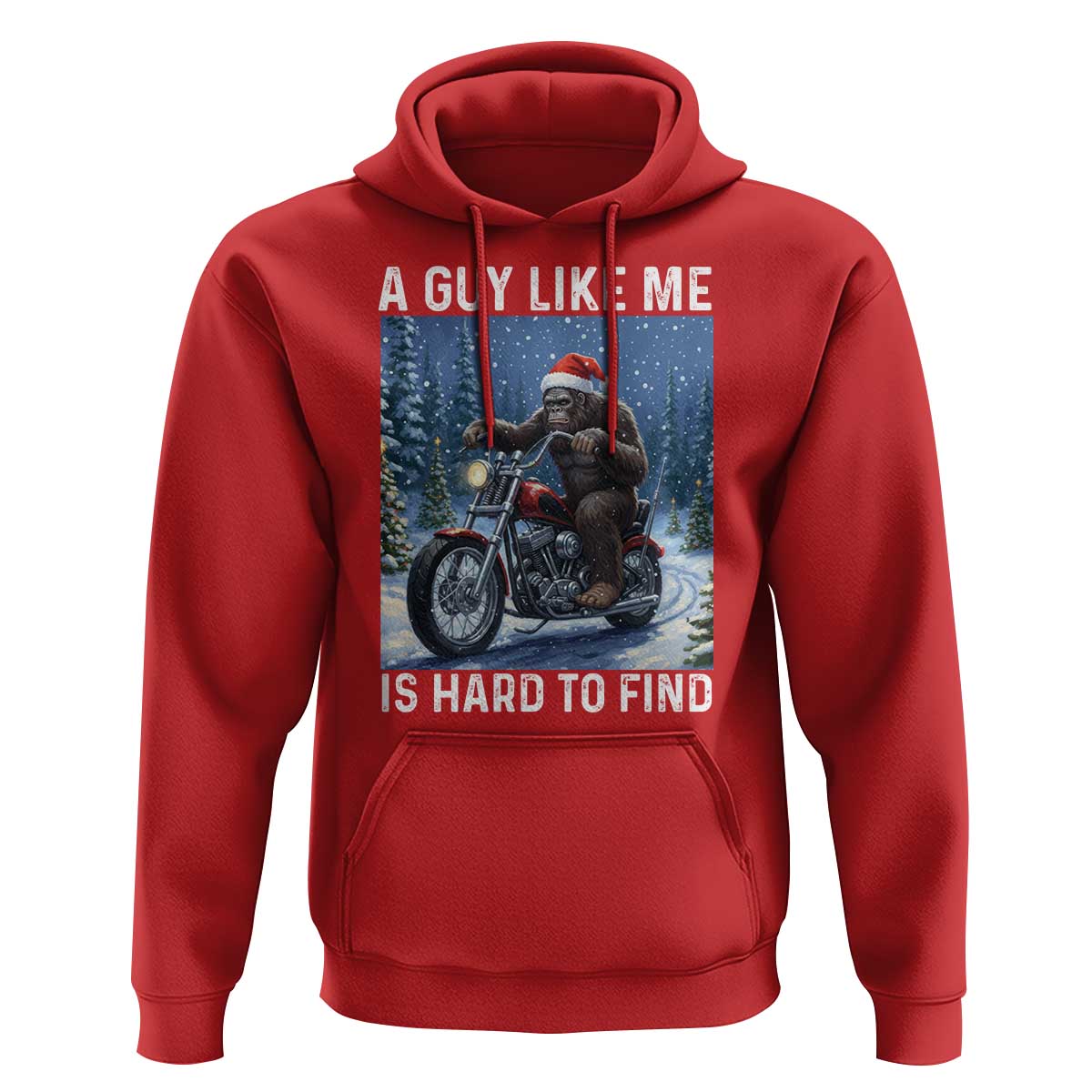 Funny Bigfoot Motorcycle Christmas Hoodie A Guy Like Me Is Hard To Forest Find - Wonder Print Shop