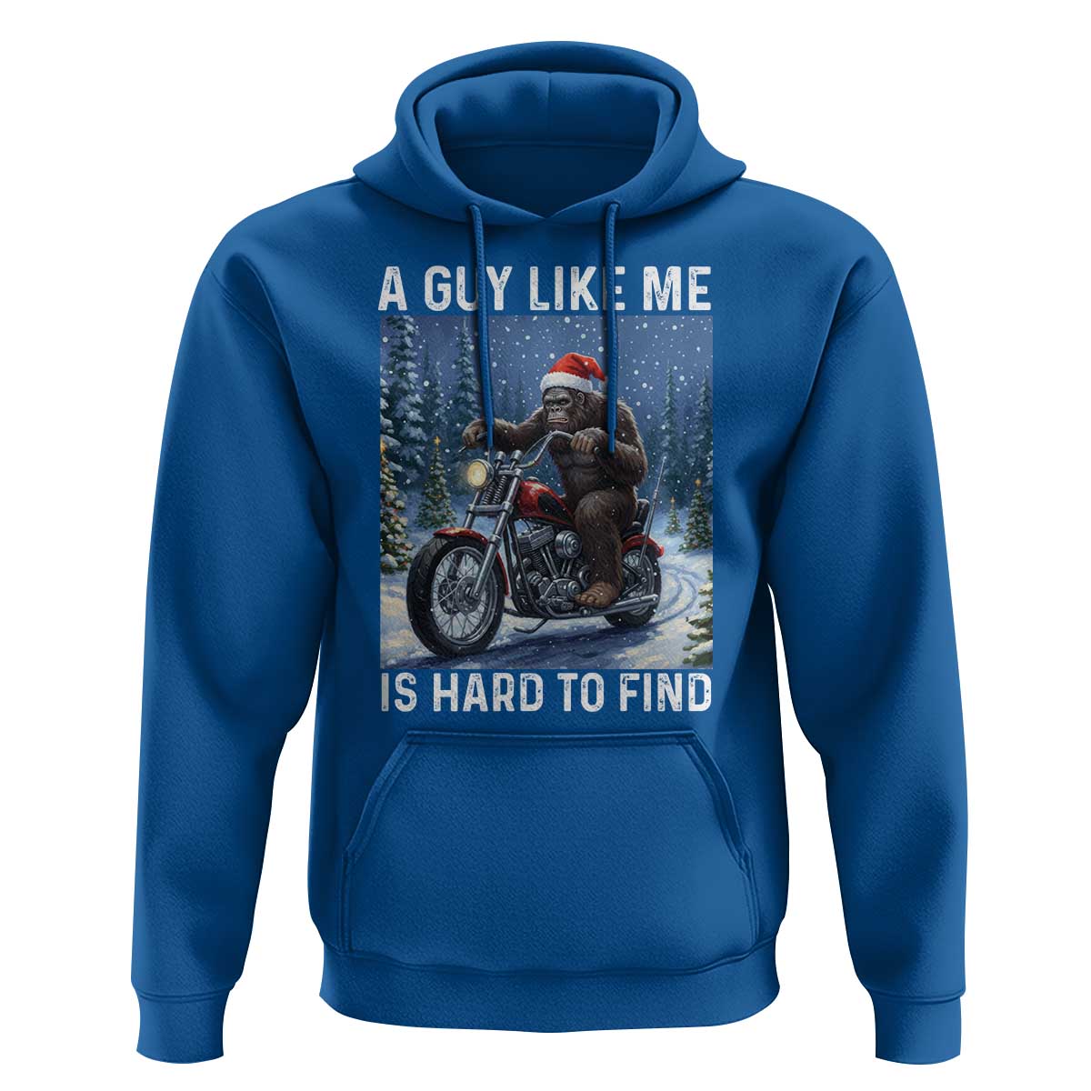Funny Bigfoot Motorcycle Christmas Hoodie A Guy Like Me Is Hard To Forest Find - Wonder Print Shop